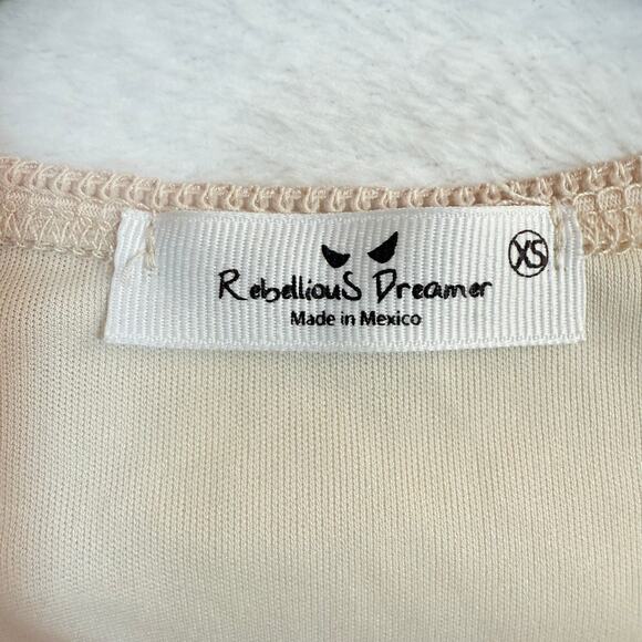 Y2K Rebellious Dreamer XS Babydoll Crop Top V-Neck Floral Girly Coquette Cottage - Picture 5 of 8